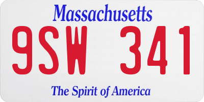 MA license plate 9SW341
