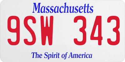 MA license plate 9SW343