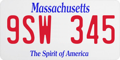 MA license plate 9SW345