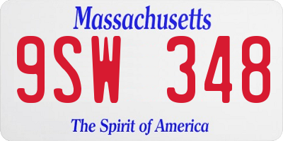 MA license plate 9SW348