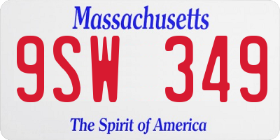 MA license plate 9SW349