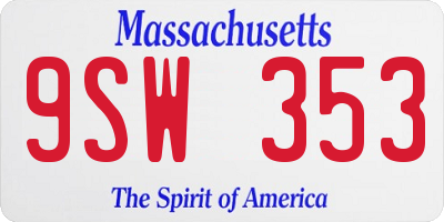 MA license plate 9SW353