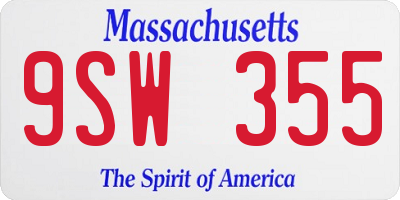 MA license plate 9SW355