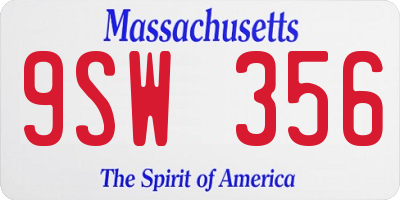 MA license plate 9SW356