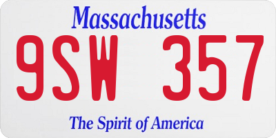 MA license plate 9SW357