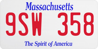 MA license plate 9SW358