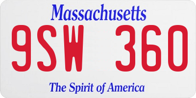 MA license plate 9SW360