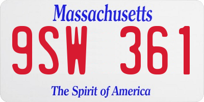 MA license plate 9SW361
