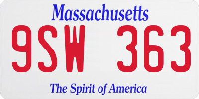 MA license plate 9SW363