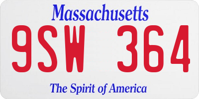 MA license plate 9SW364