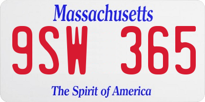 MA license plate 9SW365