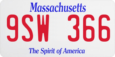 MA license plate 9SW366