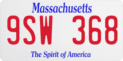 MA license plate 9SW368