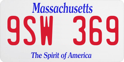 MA license plate 9SW369