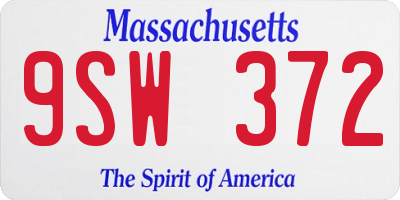 MA license plate 9SW372