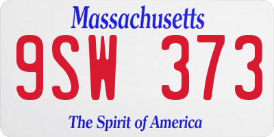 MA license plate 9SW373