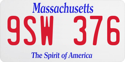 MA license plate 9SW376
