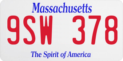 MA license plate 9SW378