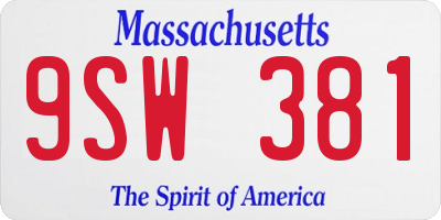 MA license plate 9SW381