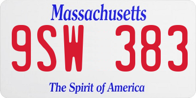 MA license plate 9SW383