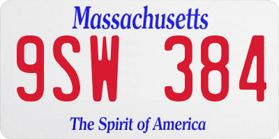 MA license plate 9SW384
