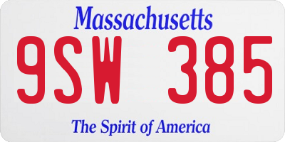 MA license plate 9SW385