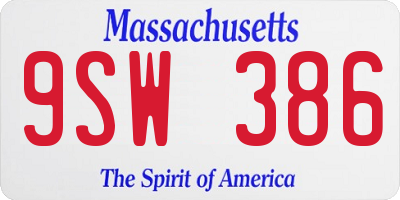 MA license plate 9SW386