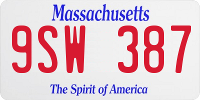 MA license plate 9SW387