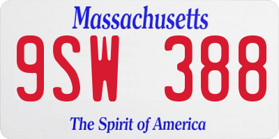 MA license plate 9SW388