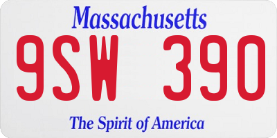 MA license plate 9SW390