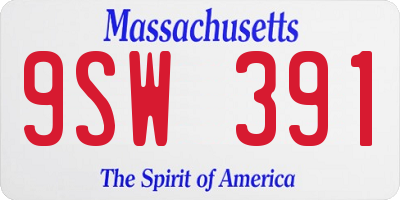 MA license plate 9SW391
