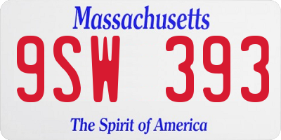 MA license plate 9SW393