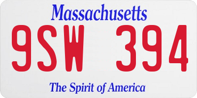 MA license plate 9SW394