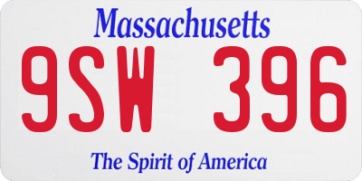 MA license plate 9SW396