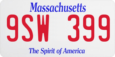 MA license plate 9SW399