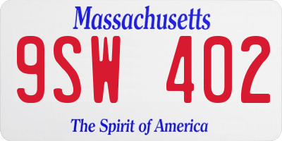MA license plate 9SW402