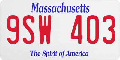 MA license plate 9SW403