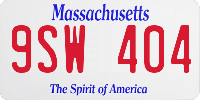 MA license plate 9SW404