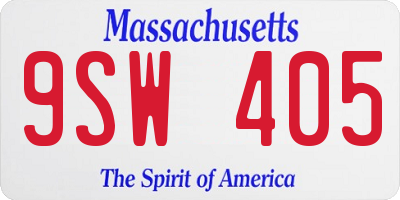 MA license plate 9SW405