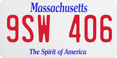MA license plate 9SW406