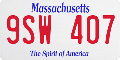 MA license plate 9SW407