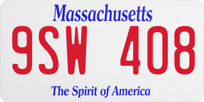MA license plate 9SW408
