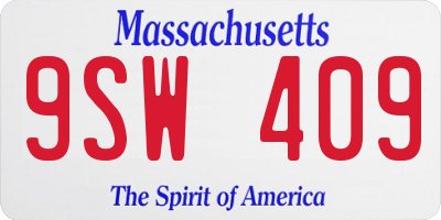 MA license plate 9SW409