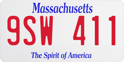 MA license plate 9SW411