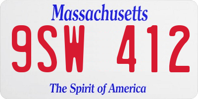 MA license plate 9SW412