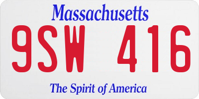 MA license plate 9SW416