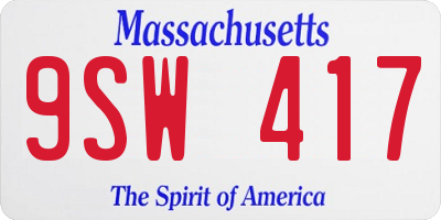 MA license plate 9SW417