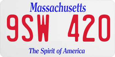 MA license plate 9SW420