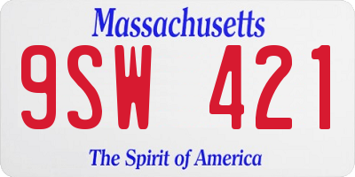 MA license plate 9SW421