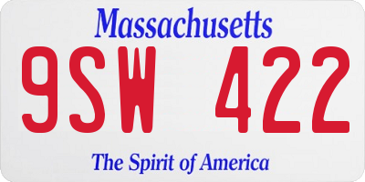 MA license plate 9SW422
